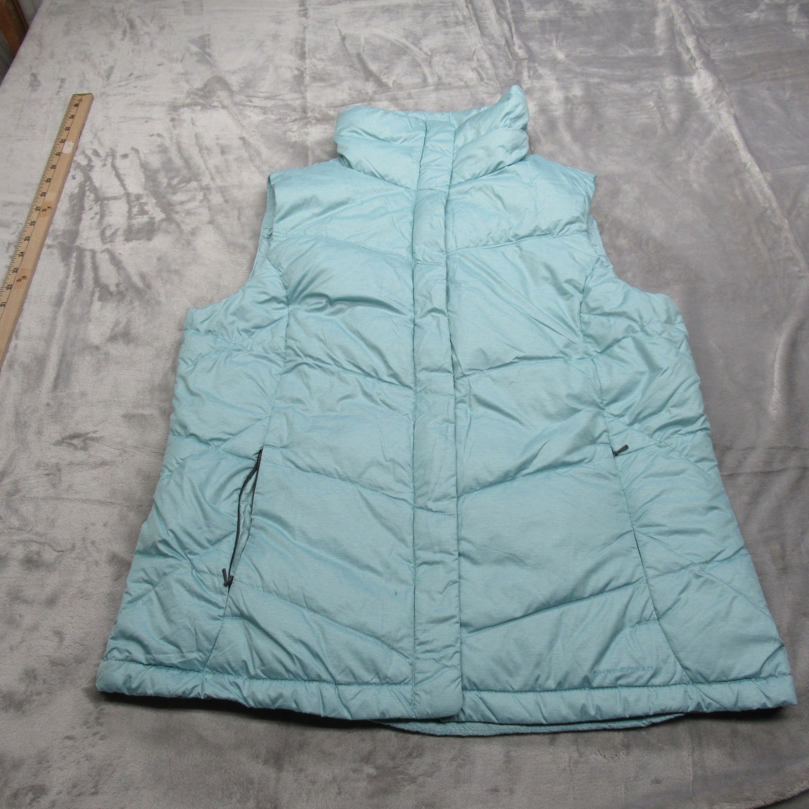 Columbia Down Vest Womens Large Blue Insulated Lightweight Packable Puffer
